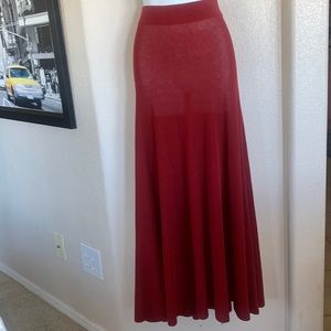 🎉HP🎉PERUVIAN CONNECTION long knit skirt, deep rust red, quiet luxury. XL EUC